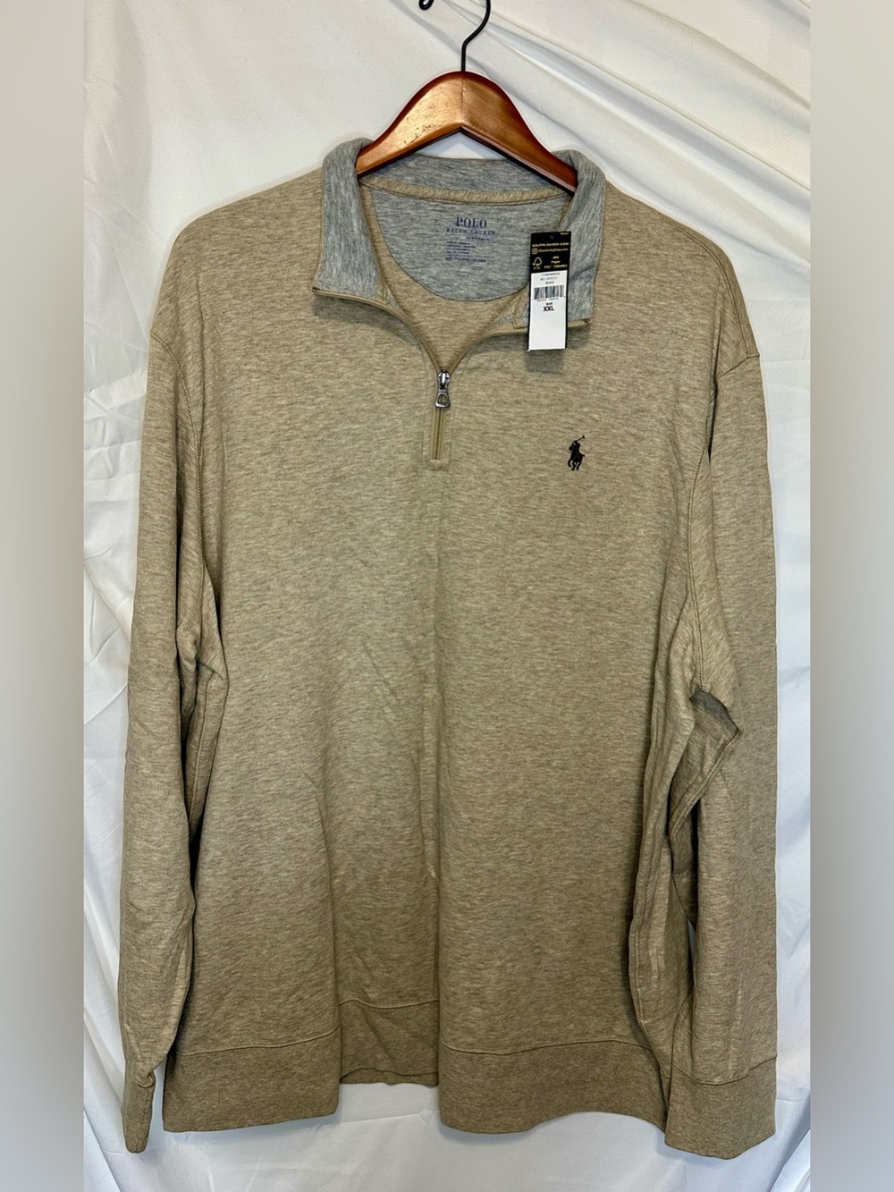 (NWT) Polo Ralph Lauren Performance 1/4 zip beige sweater - size XXL